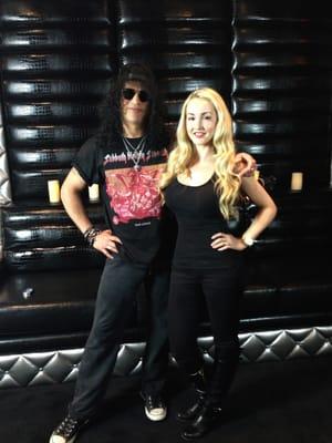 Aria and Slash from Gun's and Roses in the studio at his home.