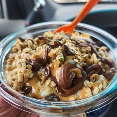 Waffle peanut butter bowl