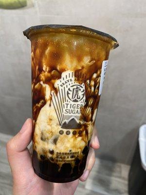 brown sugar boba milk with cream mousse