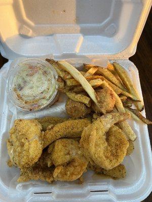 5 4pc Fillet Strips & 3pc Shrimp Plate