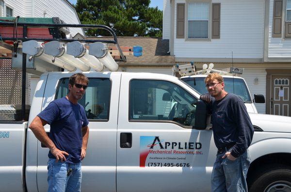 Installation team ready to install a new HVAC system.