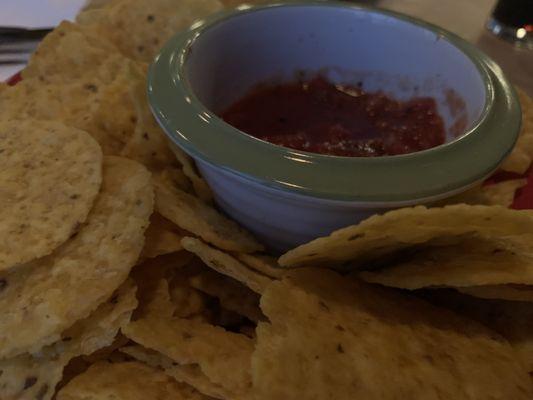 Chips and salsa.. simple and good .. with a beer