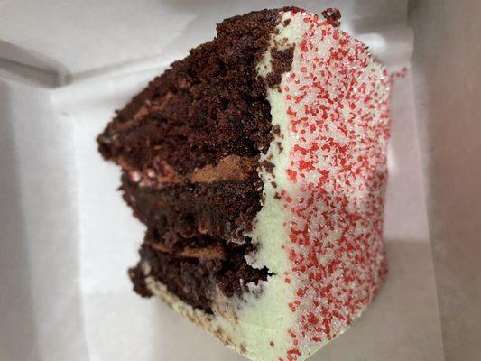 Chocolate candy cane cake