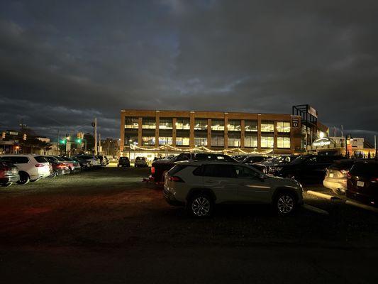 Stock and grain parking, busy Saturday night