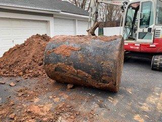 Tank removed and in the driveway