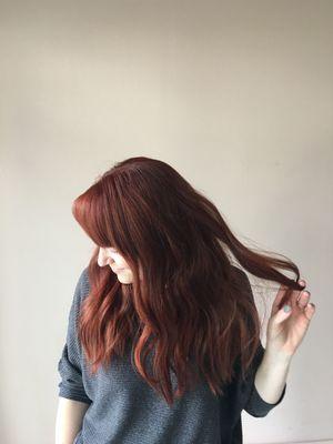 Deep red hair color