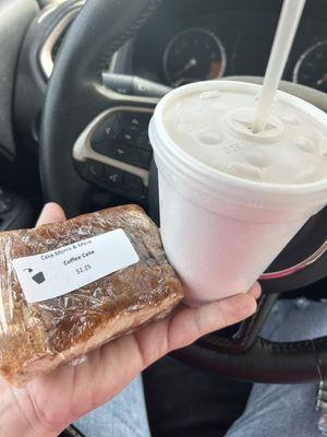 Coffee cake and Iced Mocha latte