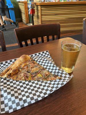 A cider and a slice Gluten Free Vegan Margherita