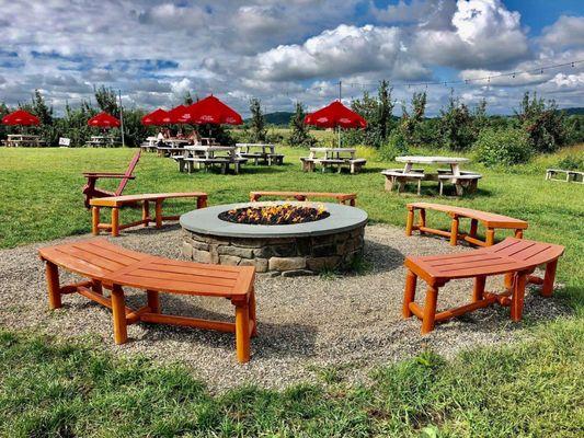 The outdoor fire pit area