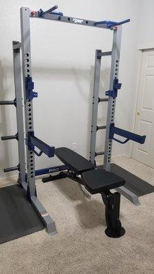 Disclaimer, rack is from Dicks, but here is the bench, iust waiting for bar, weights and leg extension attachment to be delivered