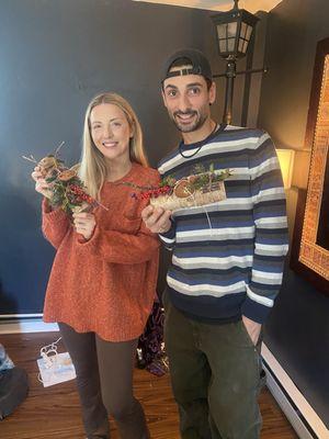 Yule logs made from pieces foraged by our amazing teacher, Rachel. Such a fun class.