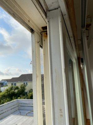 Check out the huge spiders in the screen to walk out to the balcony