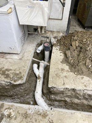 Repipe of a commercial kitchen waste line for a grease trap!