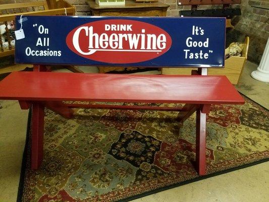 A Cheerwine bench