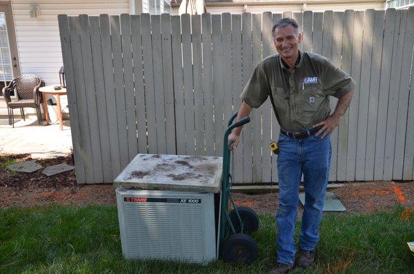 The old air conditioner is off to the recycle center!