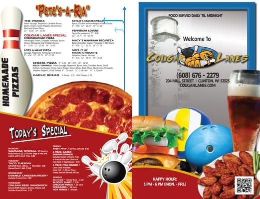 Cougar Lanes Menu