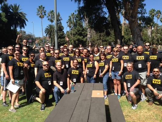 We had team shirts made (great for team building)-here's our team at the start of the race.