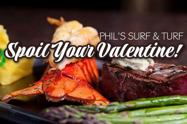 We have filet mignon medallions, lobster tails, prime rib, crab cakes, all sorts of yummy options for Valentine's Day!