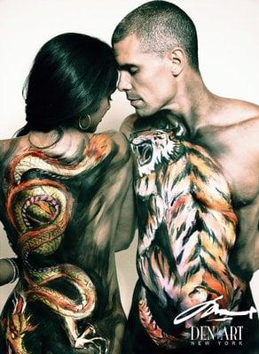 Bodypainting for couples and studio photography