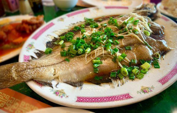 Steamed flounder with ginger and scallion