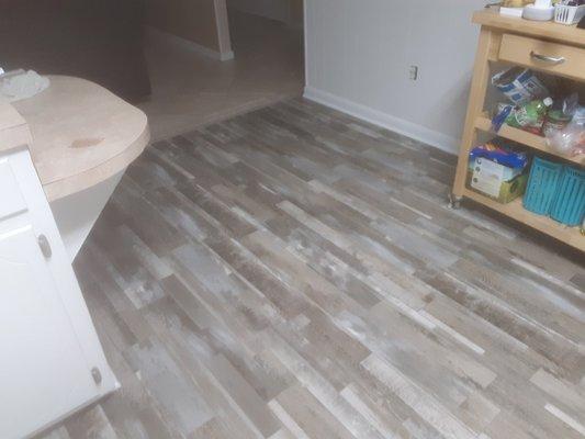 Vinyl plank flooring in kitchen