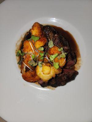 Steak with jumbo shrimp