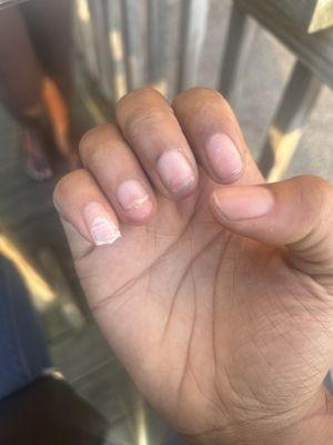 My nails are usually long all the nails they put on broke them all off