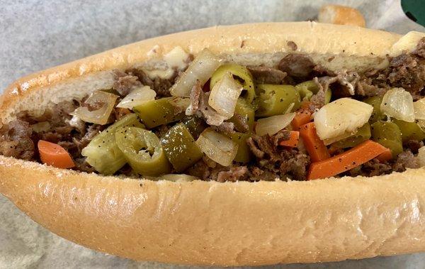 This is the Chicago Philly it has Giardiniera a spicy addition to the normal Philly cheesesteak.