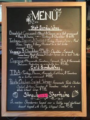 Current food menu 10/08/2020