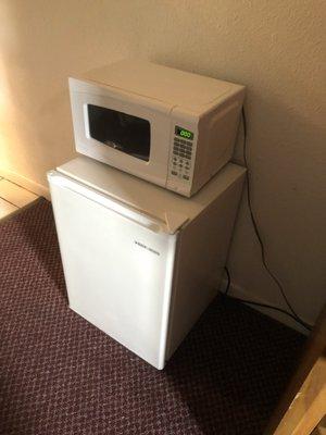 mini fridge and microwave