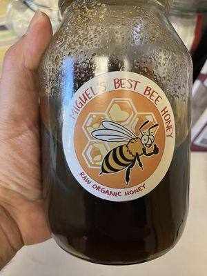 Miguel's Best Bee Honey -- this is that jet black "motor oil" raw/organic honey!