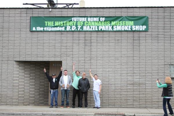 Tommy Chong in front of the future home of the expanded BDT Smoke Shop, right next door to the existing shop.