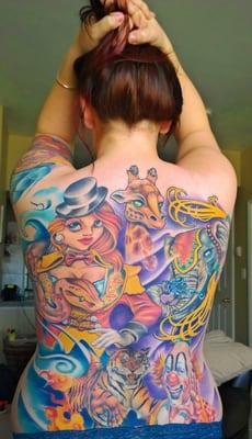 Back piece done by Richard Garcia, owner of Skin Art Gallery of Legacy Arts Tattoo and both Legacy Arts Tattoo locations!