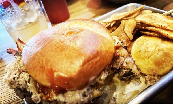 Iron pig burger- yes that's pulled pork on a burger