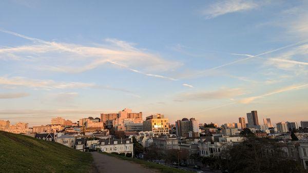 Facing east . On the right side is Clay St.