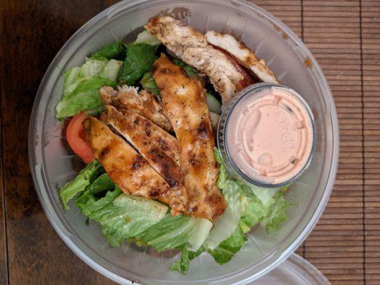 Chicken on salad (takeout)