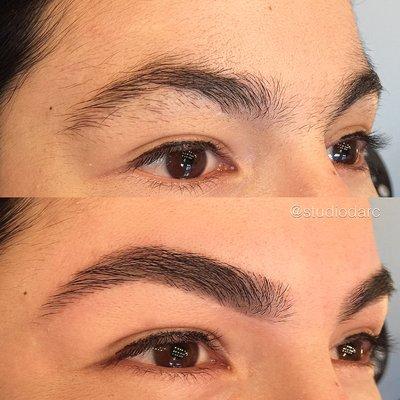 Same day before & after, and day 1 of brow rehab!