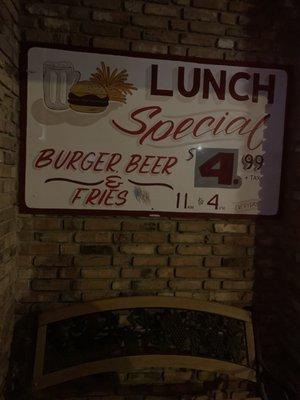 Burger, beer and fries- ALL for only $4.99! When's the last time you seen a deal like this! Can't wait to come back and try it.