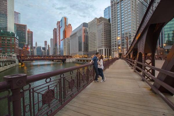 Engagement photo taken in downtown Chicago.