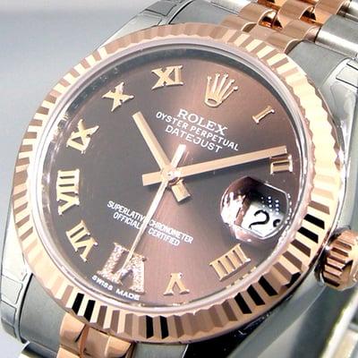 Rolex Mid Size 18K Pink Gold and Stainless Steel Datejust With Jubilee Bracelet and Chocolate Dial Model # 178271