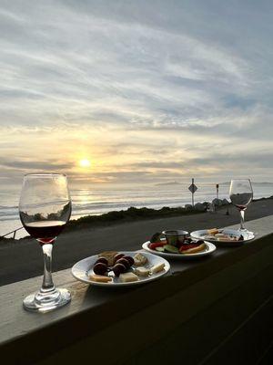 Wine, cheese, and sunset. Perfect.