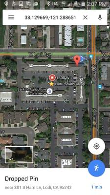 Actual location of the office is where the red drop pin is located. Handicap parking is within twenty feet of pin.