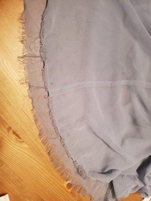 How can this possibly be caused by dry cleaning or stepping on the dress? Not possible very bad workmanship