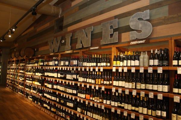 Inside the newly renovated store- wine wall