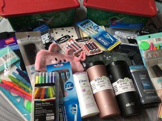 essentials and goodies for my "shoe box"