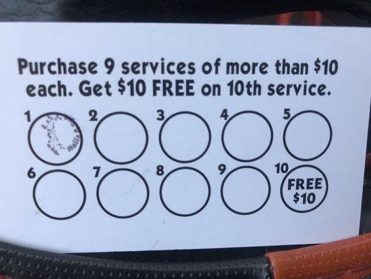 Rewards punch Card