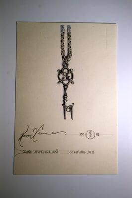 Design for a Key pendant in the style of Aubery Beardsley by Kevin Glenn Crane