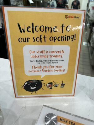 Welcome to our soft opening!