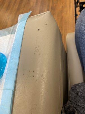 Dirt and grime on chairs due to being improperly cleaned GROSS!!!