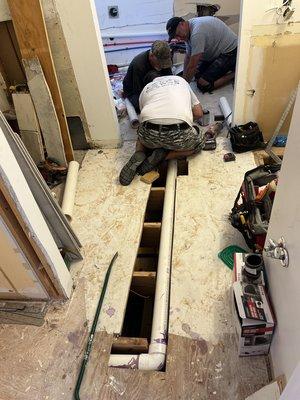 Cut our floor joists to do a quick and dirty. caught before they covered it up. All plumbing is being cut out and redone